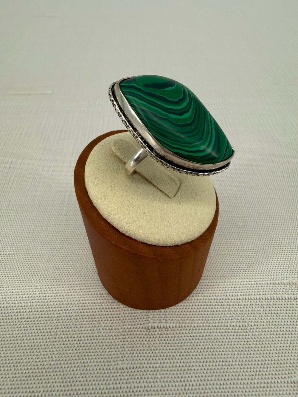 Sterling Silver 925 Large Malachite Gemstone Statement Ring